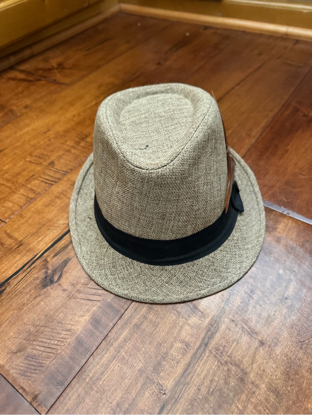 Neutral Straw Fedora with Black Band